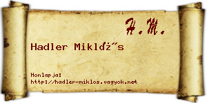 Hadler Miklós névjegykártya